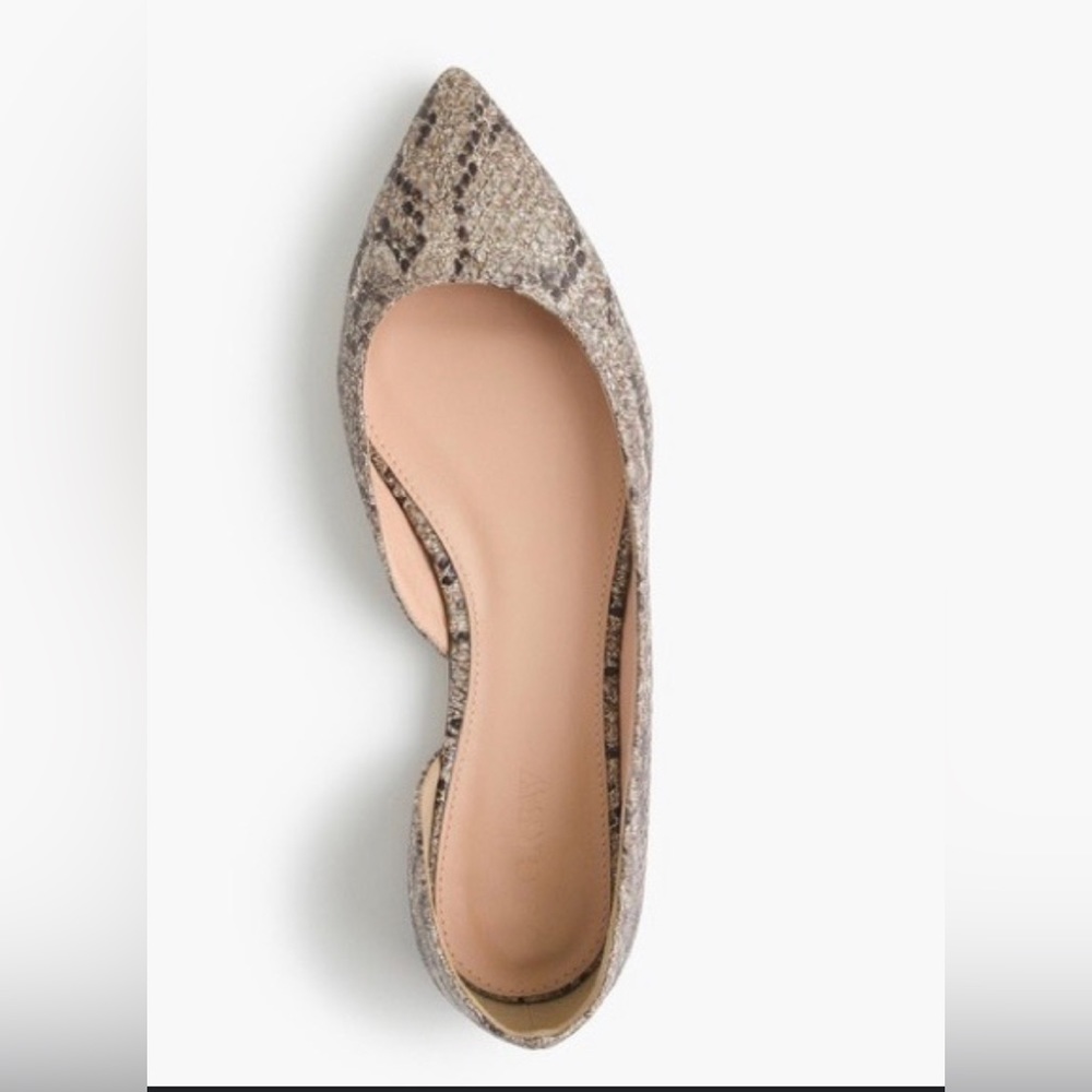J. Crew Audrey Glitter Snakeskin Flats size 6